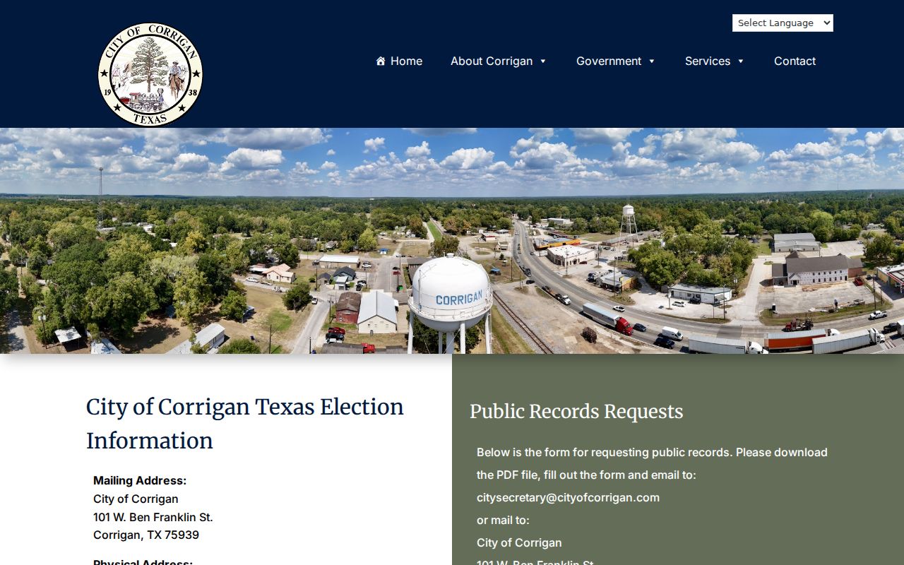 Corrigan criminal records public-information request page