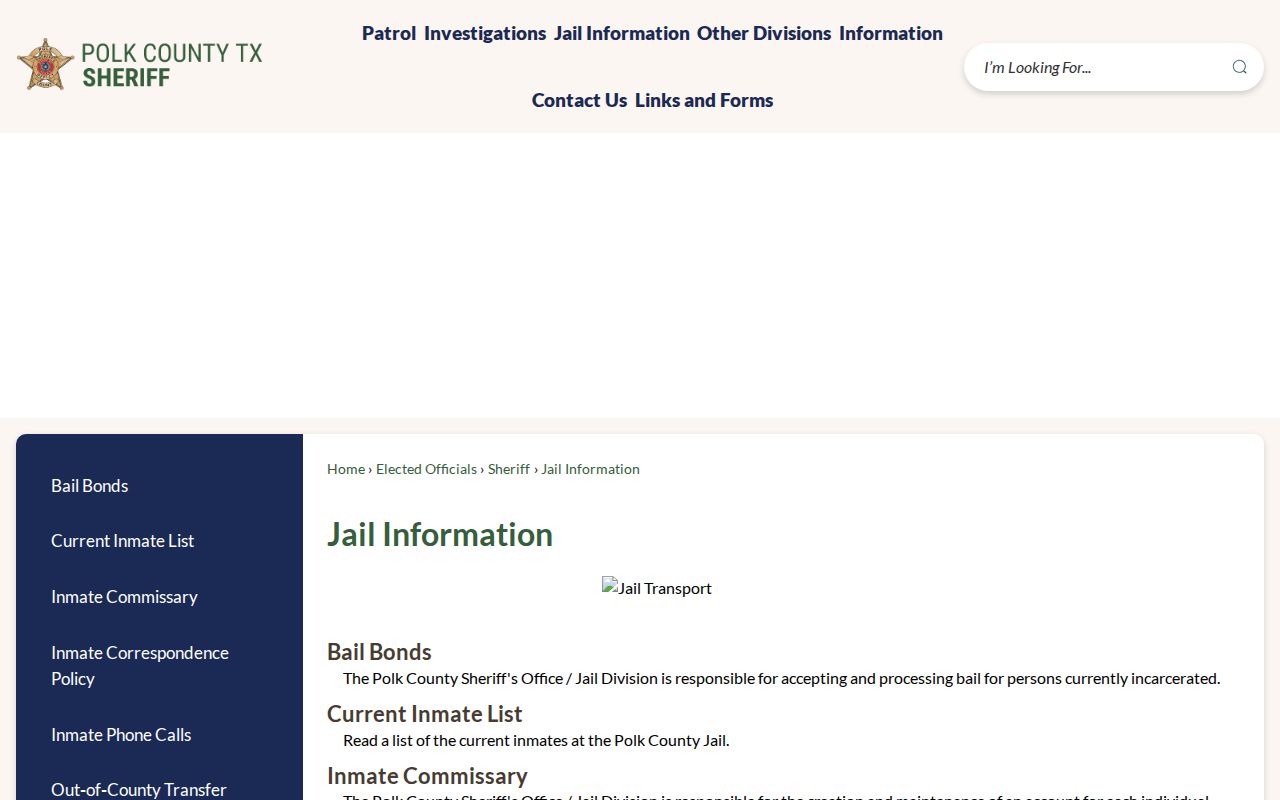 Polk County arrest lookup jail information page