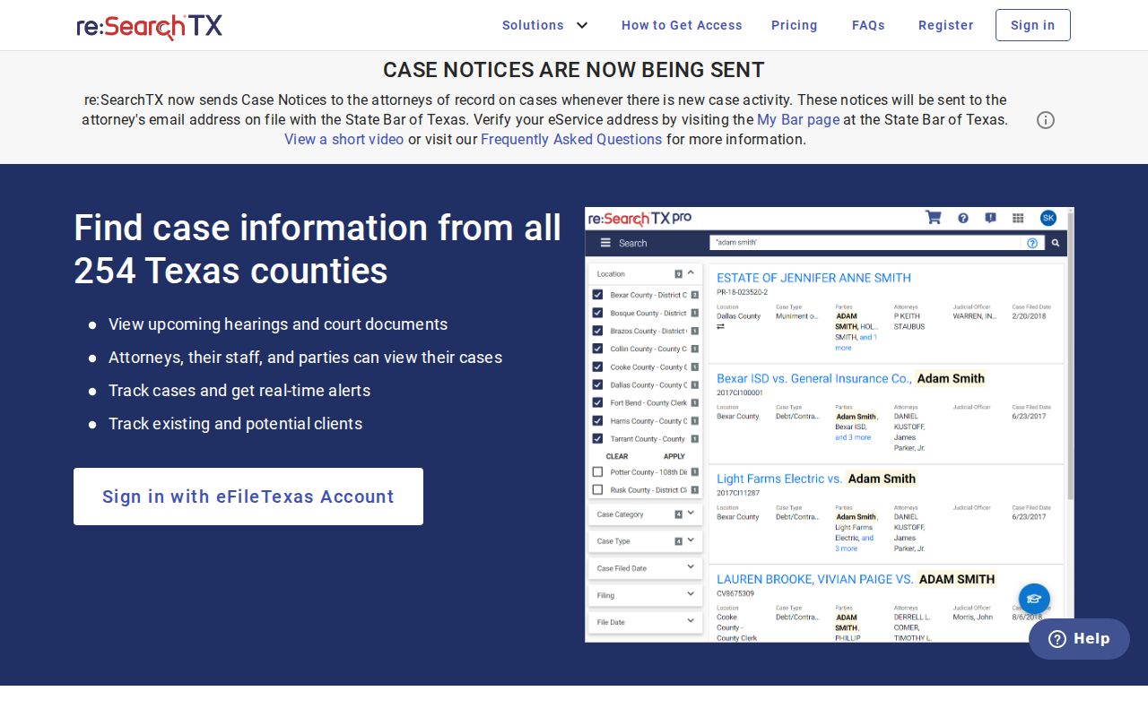 Polk County criminal court case search through re:SearchTX