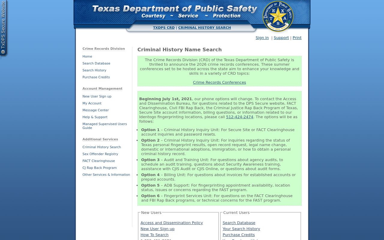 Polk County criminal history search through Texas DPS
